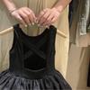Kinderbekleidung Mädchen Sommer Rückenfreies Kleid Koreanisches Blütenknospen-Westenkleid Baby-Sommerkleid Flauschiges Kleid Schwarzes Kleid