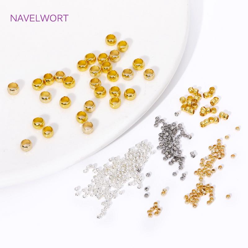 18K Vergoldete 1,5/2/2,5/3/4mm Quetschperlen Messing Kugel Quetsch-Endkappen Für Schmuckherstellung Zubehör DIY Armbänder Zubehör