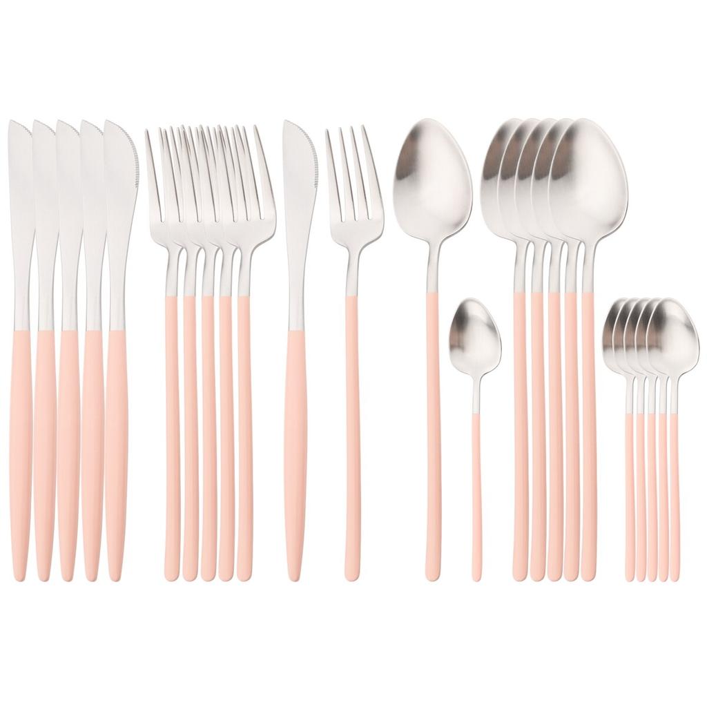 24Pcs Gold Cutlery Set 304 Stainless Steel Dinnerware Set Dinner Knives Forks Coffee Spoon Silverware Kitchen Flatware Tableware