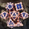 7 Pcs Yellow Blue Flower Metal Dice Solid Metal Polyhedral Dice Set Suitable for Role-Playing RPG  Board Game  Role-Playing RPG