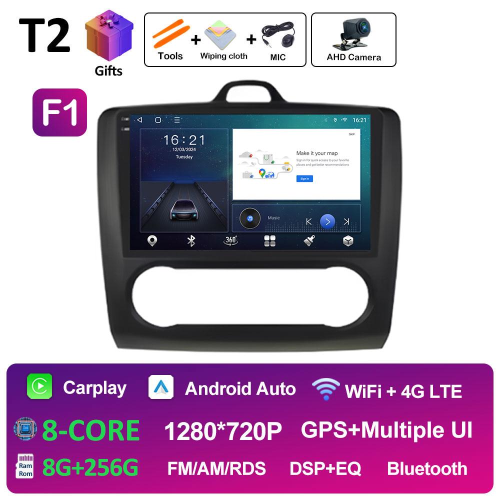 Android Auto Wireless Carplay For Ford Focus 2 3 Mk2 Mk3 2004 2005 2006 2007 2008 - 2011 Car Video Player 2.5D Touch Screen WIFI