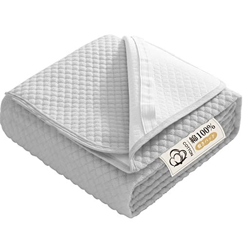

Keusnix Wide King Size 100% Cotton Terry Fabric Bed Pad with TEIJIN Mighty Top Filling. Shrink-Resistant, Antibacterial, Odor-Resistant, and Dust Mite