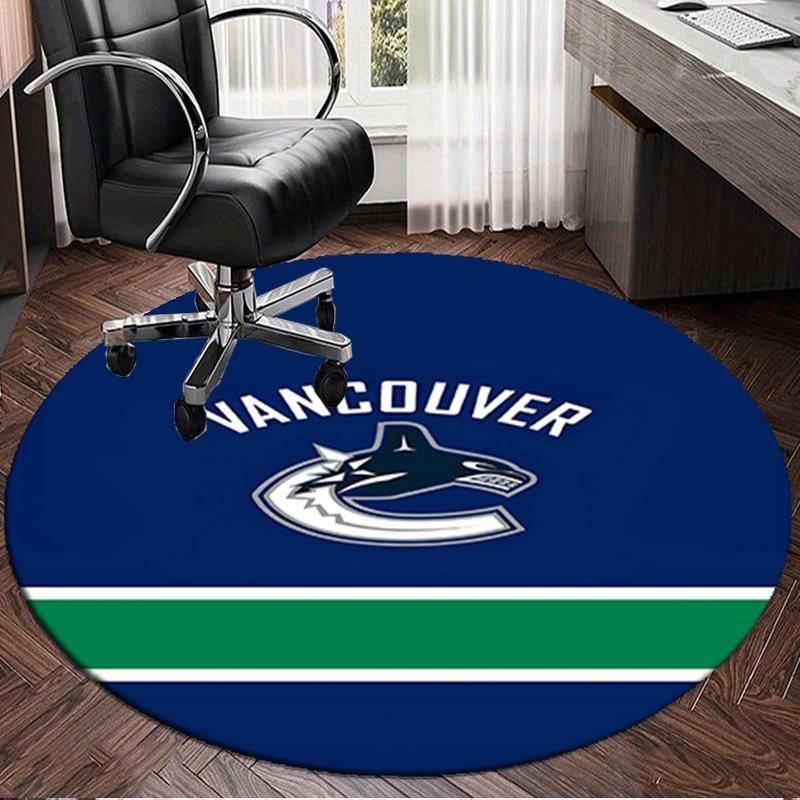 1PC Vancouver Hockey Art Round Rug, Non-slip Chair Mat, Home Decor, Circle Carpet Perfect for Office, Bedroom, Living Room,Christmas gift