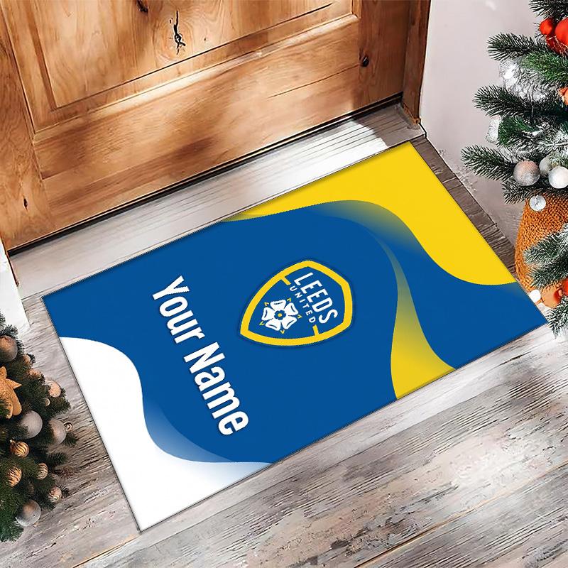 Leeds United Printed Crystal Velvet Rug Non‑Slip Crystal Velvet Carpet For Sofa Bedroom Indoor Home Decoration