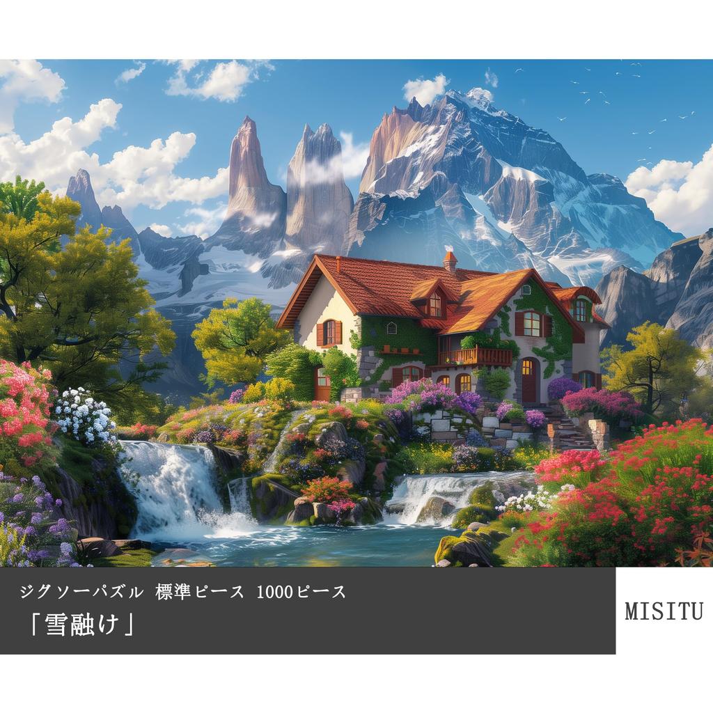 MISITU Jigsaw Landscape Stylish Interior Melting Snow X 70 1000-Piece Puzzle, Painting, Nature, Mountains, Rivers, Gift, Birthday, Anniversary,