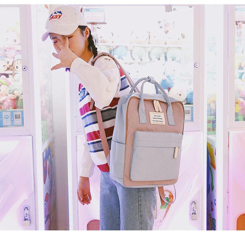 2025 Sweet Little Fresh Contrast College Wind Handbag Students' Large-capacity Waterproof Backpack Fashion Casual Versatile Backpack