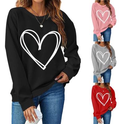 2024 Women Casual Loose Round Neck Love Sweater