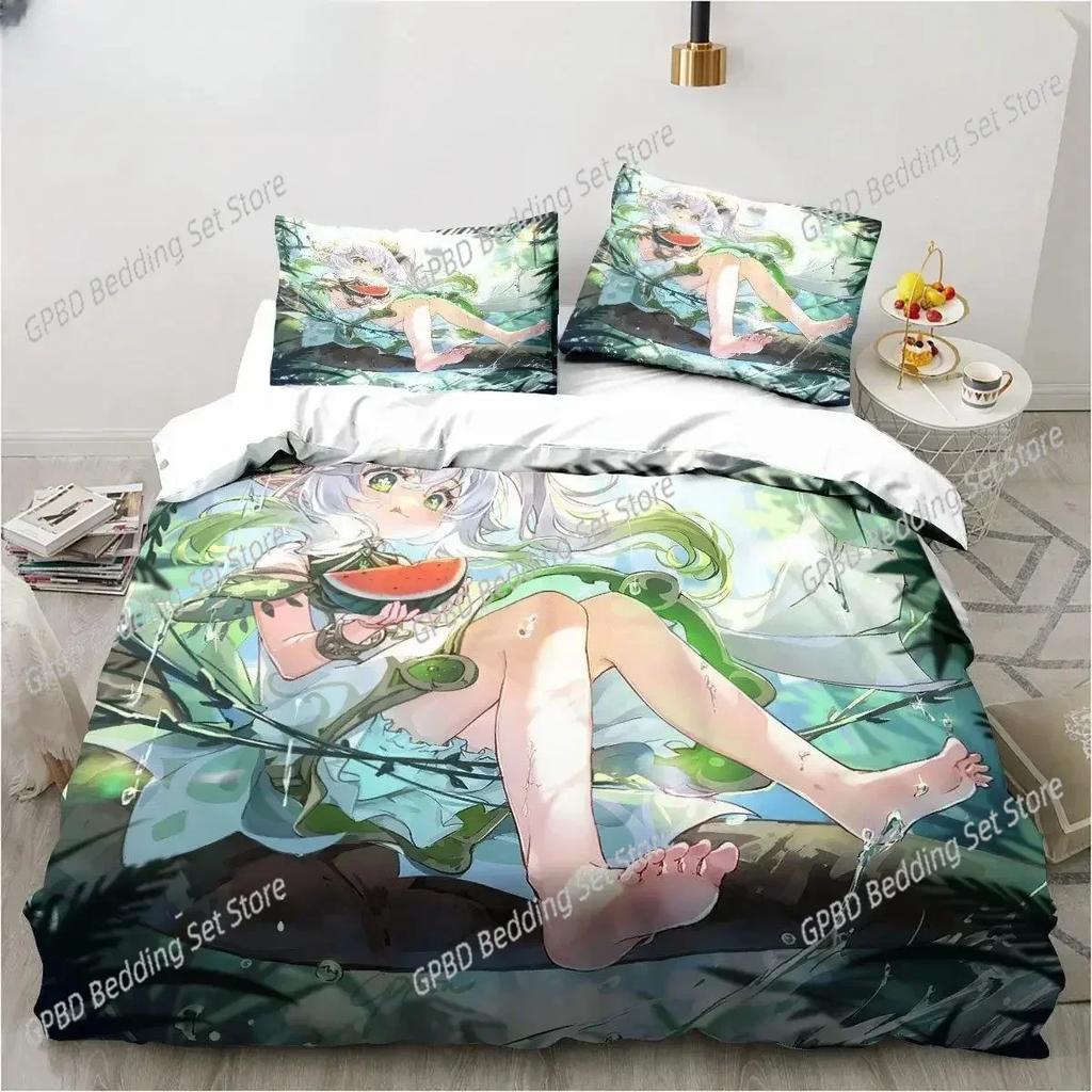 3D Print Genshin Impact Nahida Kawaii Nahida 3D Duvet Cover Bedding Set Comforter Linen Pillowcases Home Decor Twin King Queen