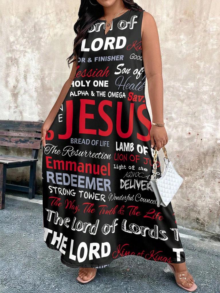 Plus Size African Impressionist Gold Leopard Sleeveless Long Dress