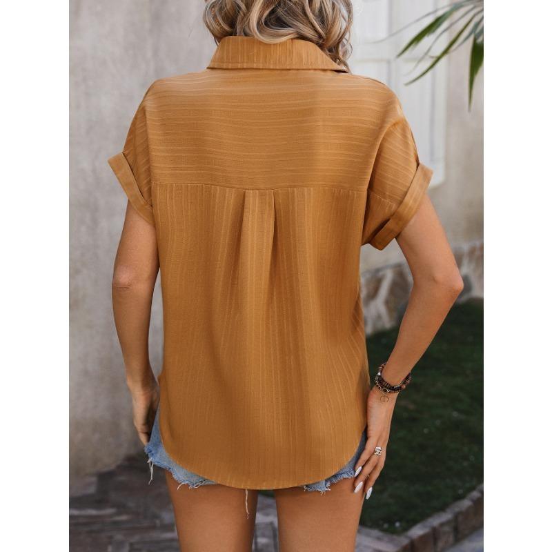 Spring and Summer New Women's Solid Color Simple Off-shoulder Casual Loose Short-sleeved Shirt for Women