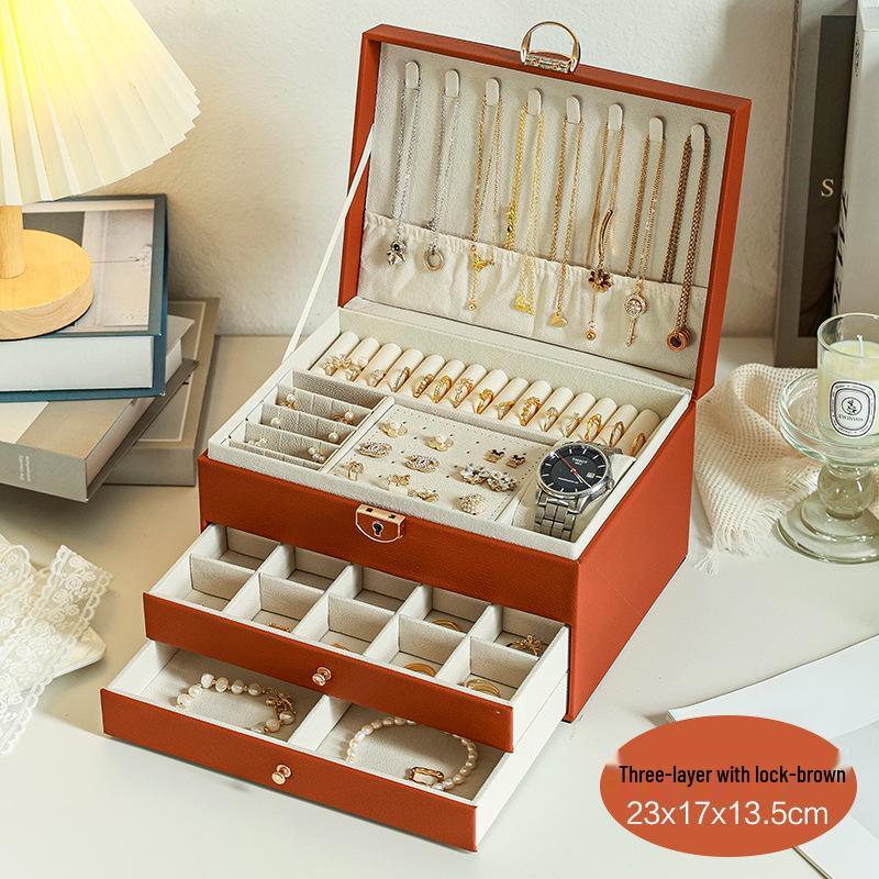 Locked Multi-Layer Jewelry Organizer: Anti-Oxidation Storage for Earrings, Necklaces, and Rings