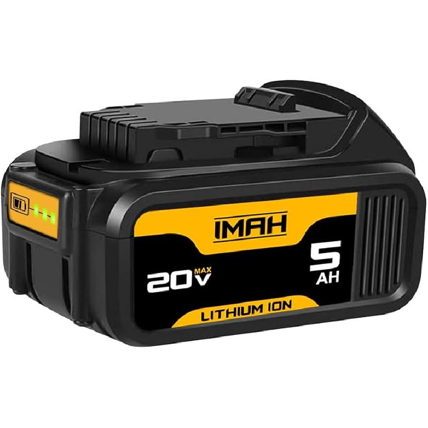 Запасной аккумулятор iMah для аккумулятора Dewalt 20V Литий-ионный 5.0 Ач, Замена для аккумулятора Dewalt MAX XR DCB184 DCB200 DCB201 DCB203 DCB204 DCB205 DCB206 1-Pack