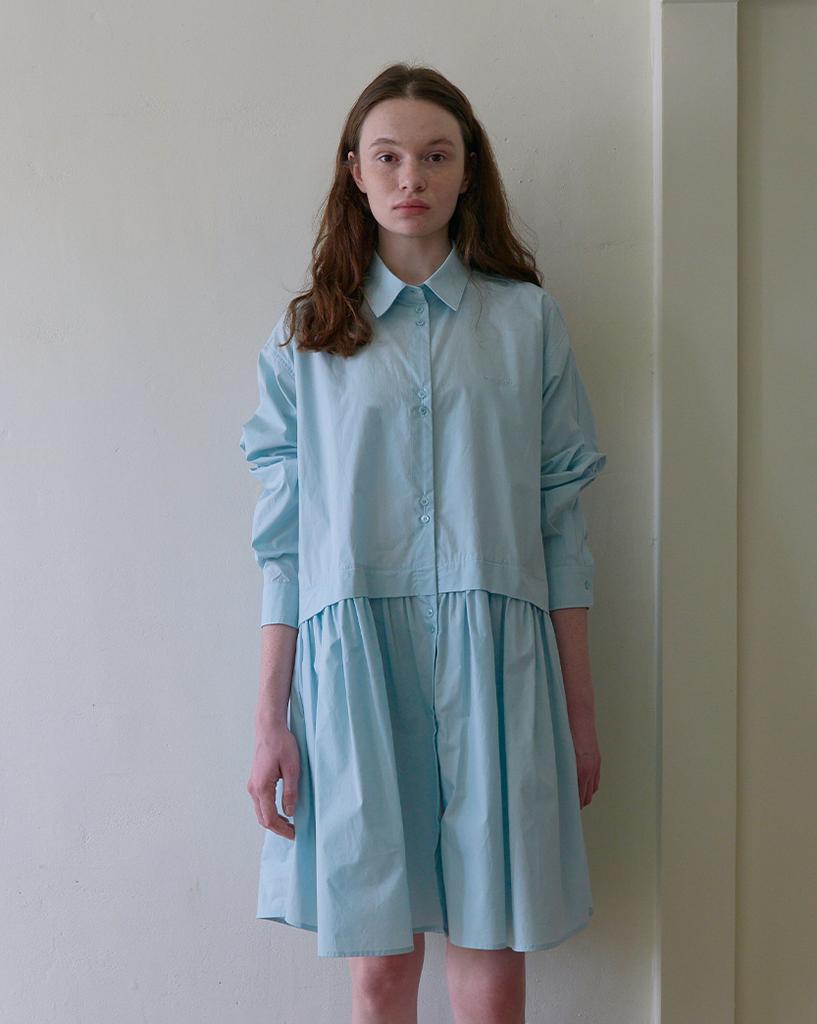 Nokeontencheu 177. Plain Shirt Dress _ Sky Blue