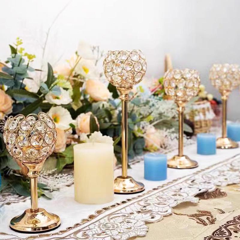 European Mini Crystal Candlestick: Creative Metal Ornament for Weddings and Candlelight Dinners