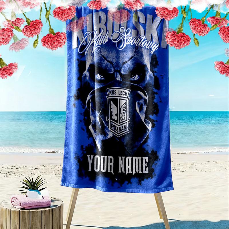 Custom KKS Lech Poznań Print Beach Towel, Large Soft Quick Dry Towel for Beach Camping Swimming