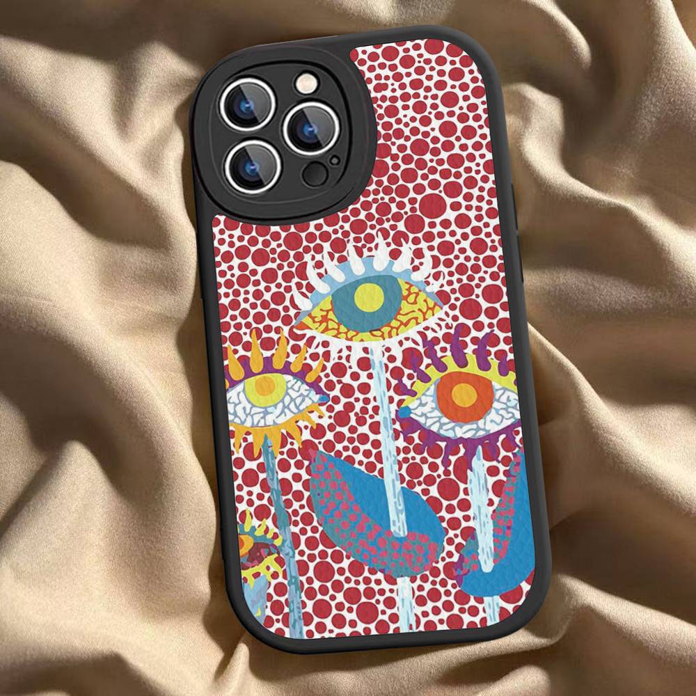 

Art Y-Yayoi KusamaS Phone Case For IPhone 16 15 14 11 12 13 Pro Max Plus Back Leather Shell iPhone 14