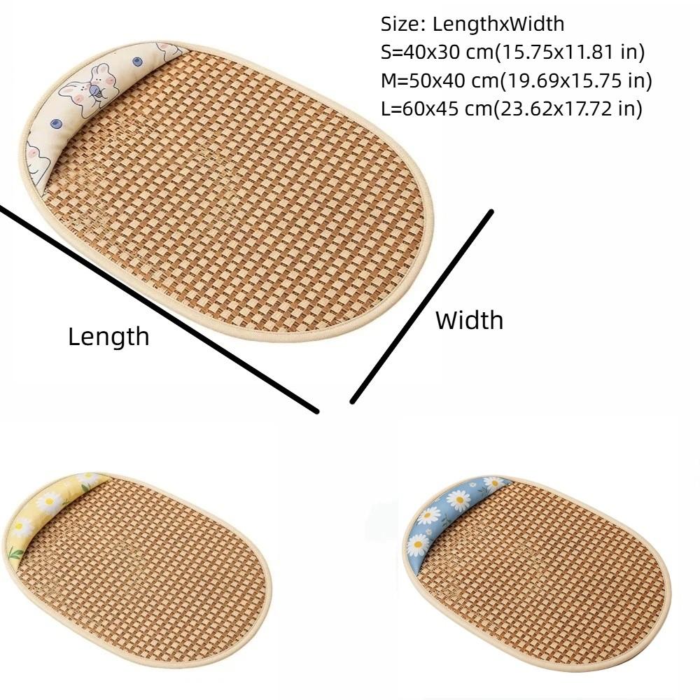 Sunflower Print Pet Cooling Mat Breathable Pet Mattress Rattan Mat Kennel Mat  Indoor Use