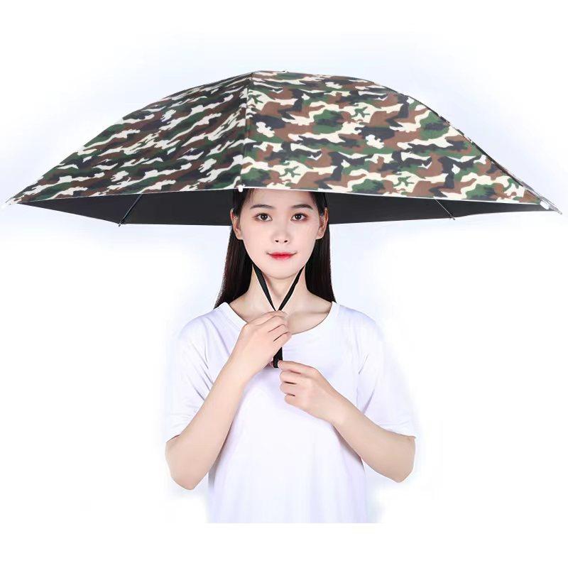 95cm Large Rainbow Fishing Umbrella Hat Outdoor Travel 2 Fold Umbrella Hat for Adults Kids Women Men