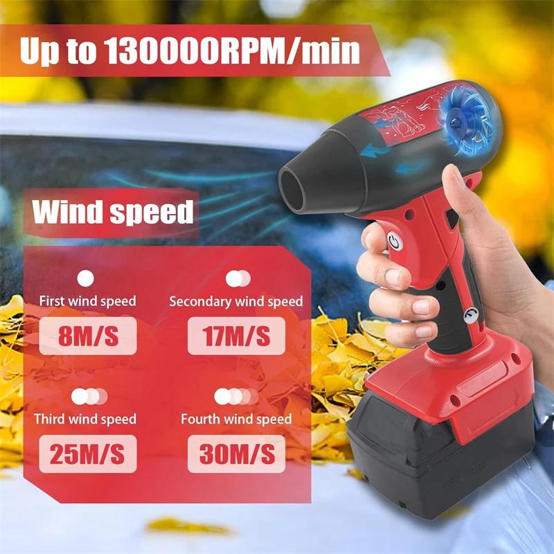 130000RPM Jet Blower Portable Violent Turbo Fan For Milwaukee 18V Lithium Battery 4-Speed Wireless Handheld Turbo Jet Fan
