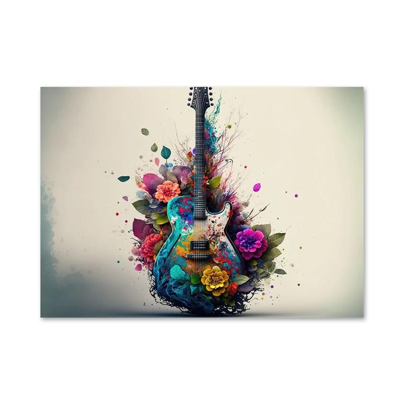 Color Music Guitar Record Posters and Prints Abstract Modern Aesthetics Jazz Canvas Painting Wall Art for Music Room Home Decor
