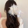 New Ostrich Feather Mesh Clip Ponytail Clip Back Head Hair Shark Clip Headgear For Women Girls Fashion Hair Accessories