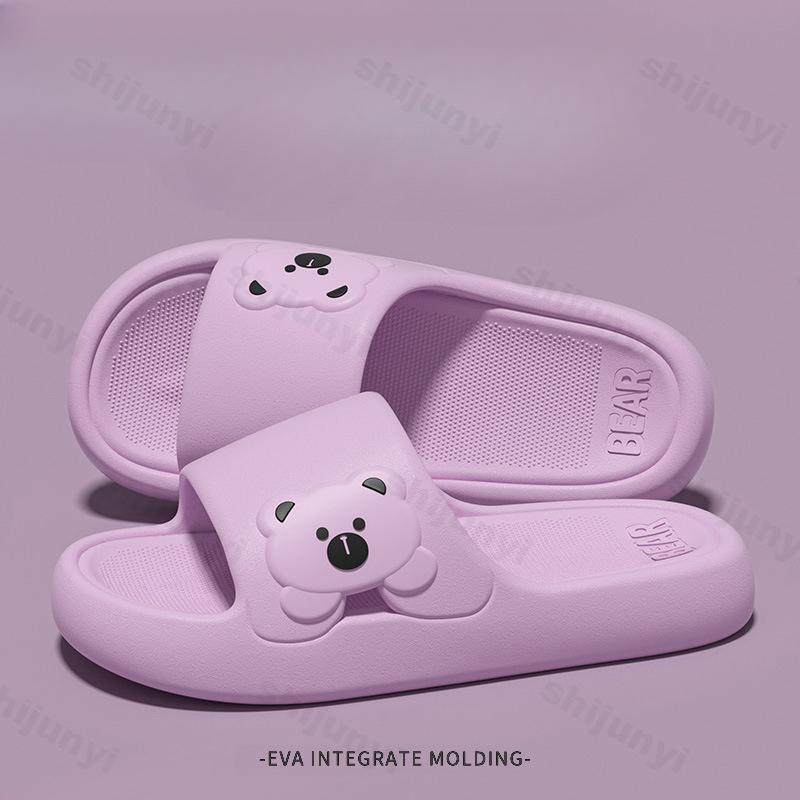 Fashion Cartoon Bear Women Slippers Couple Summer Cute Soft EVA Home Bathroom Non Slip Slippers Indoor Flat Flip-Flop Sandalias De Mujer