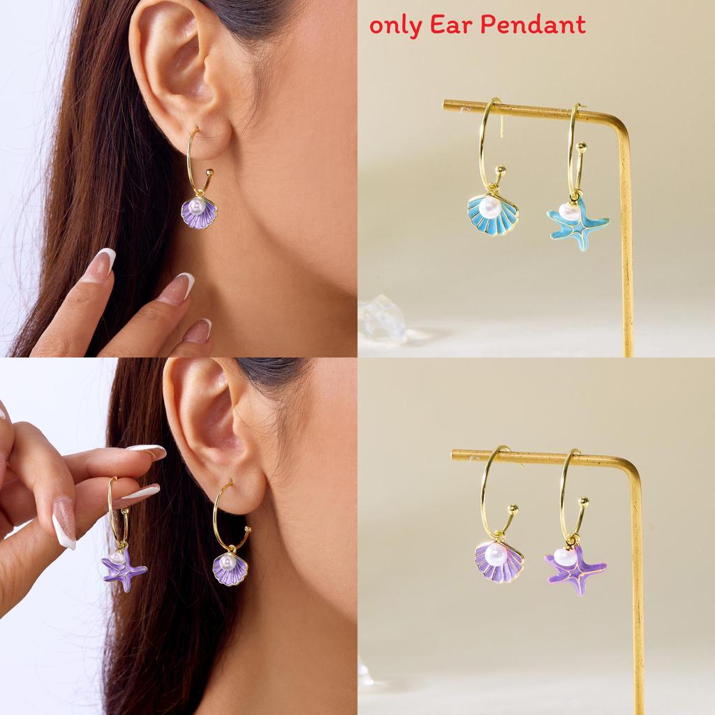 Fresh Style Shell Pearl Earrings For Women With Asymmetric Design And Electroplated Alloy