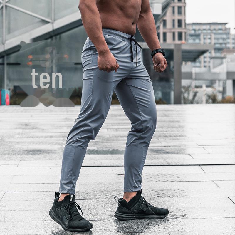 Men's Casual Slim Fit Summer Pants, Solid Color, Drawstring, Cuffed, Fashionable.