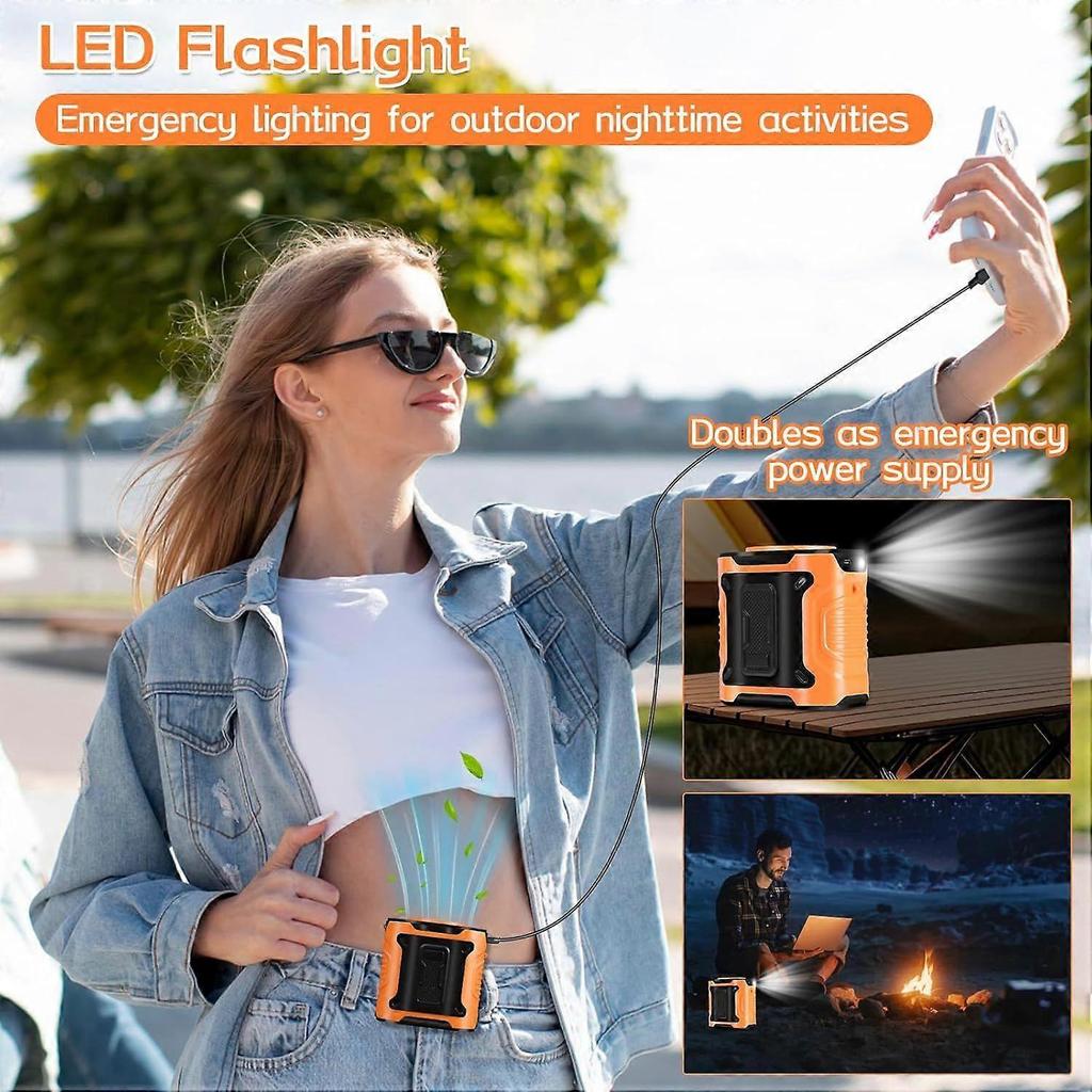 Portable Waist Fan, 12000RPM Rechargeable Wearable Personal