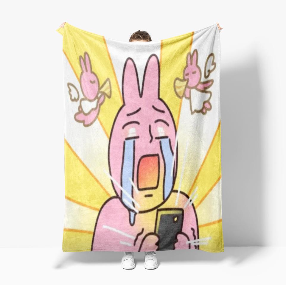 Cute Pink rabbit Series Blanket Cartoon Print Warm Flannel Soft Comfortable Home Travel Bed Blanket Birthday Couple kids Gift