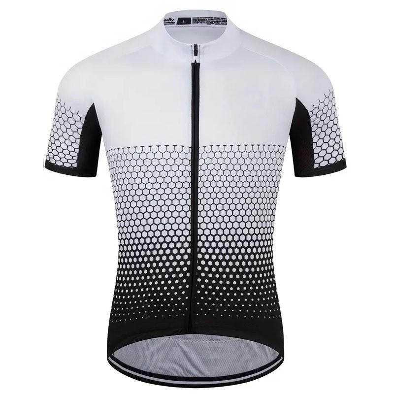 Men Women Cycling Jersey Short Sleeve Quick Dry Breathable Road Bike Top With Full Zipper