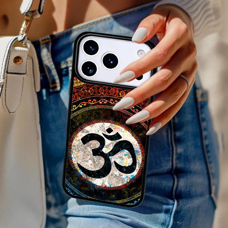Aum Om Namaste Symbol Floral Zen Yoga Phone Case For iPhone 17 Air 14 15 13 12 Max Cover For Apple 16 16e 11 Pro Max Plus Coque
