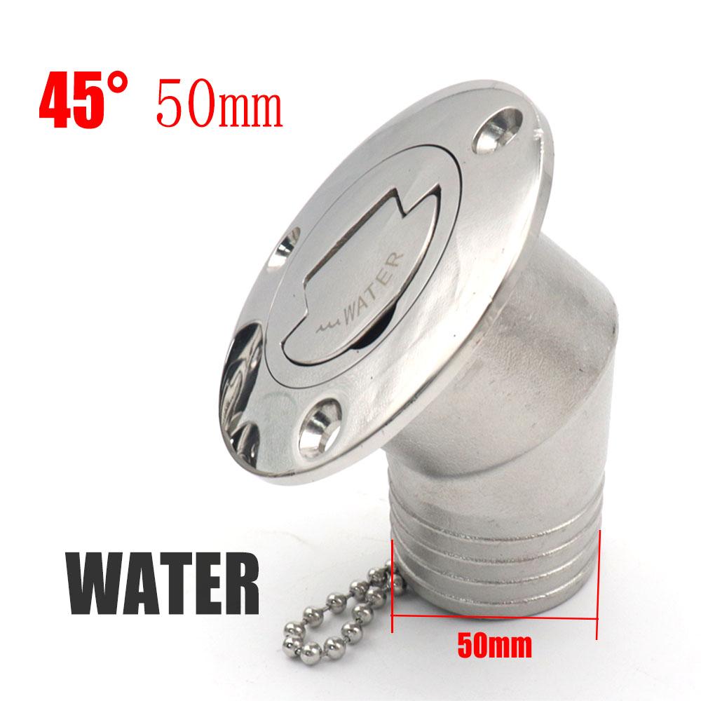 45/90 Degree Stainless Steel 316 Deck Filler Cap GAS DIESEL FUEL WASTE WATER 50mm(2inch) Marine Boat Yacht Hardware Deck Filler
