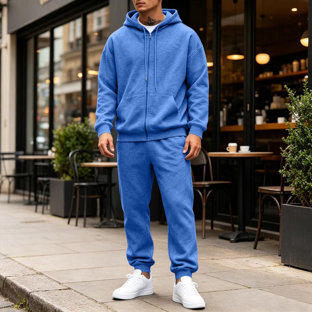 Men's 2-Piece Hoodie Sweatshirt Set Color Casual Sportswear for Everyday Wear