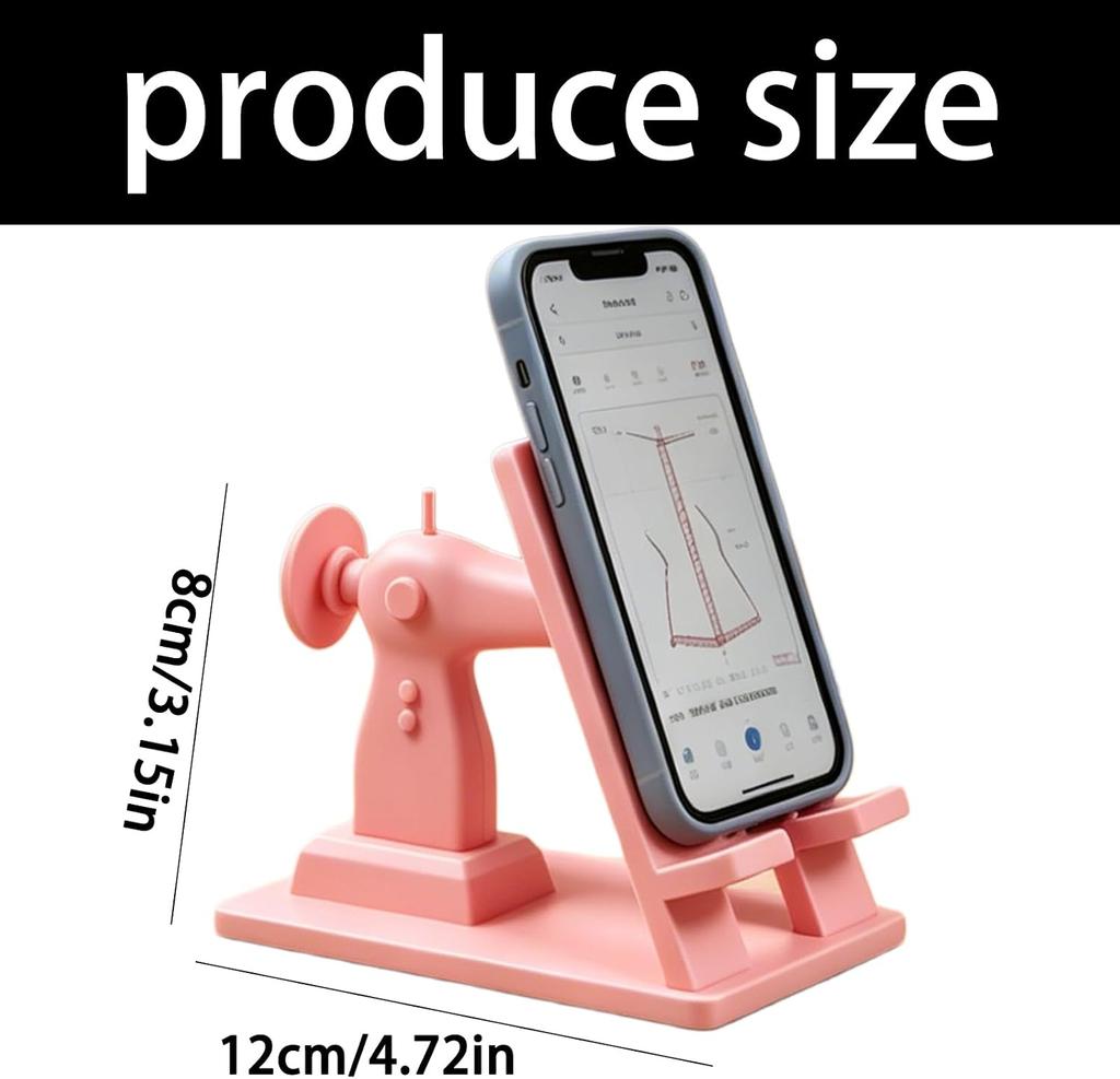Phone Holder Creative Sewing Machine Shape Black Pink Blue Anti Slip Base Portable Stand For Home Desk Watching Video