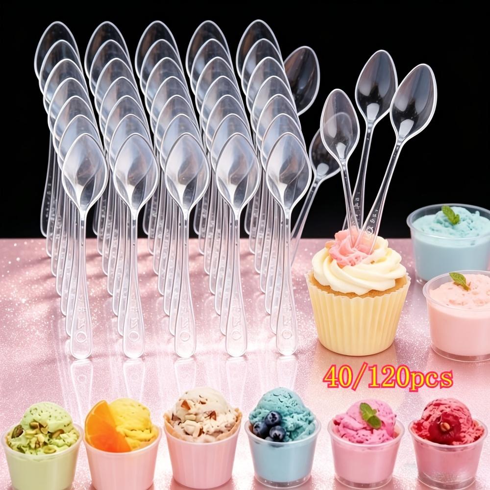 40/120pcs Mini dessert spoons, cake spoons, including ice cream tasting, pudding cake, and mousse spoons, are perfect for bakery shops, cake