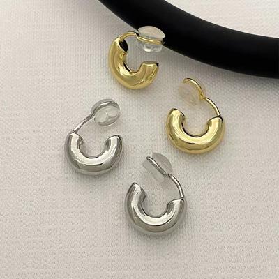 Goldener goldener Ohrclip ohne Piercing Damen neue einfache Ring-Ohrclip-Ohrohrringe