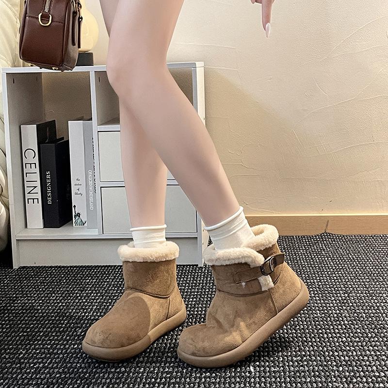 Retro Versatile Hairy Edge Women's Platform Snow Boots Autumn and Winter Fashion Korean Version Warm Casual Cotton Shoes Short Boots