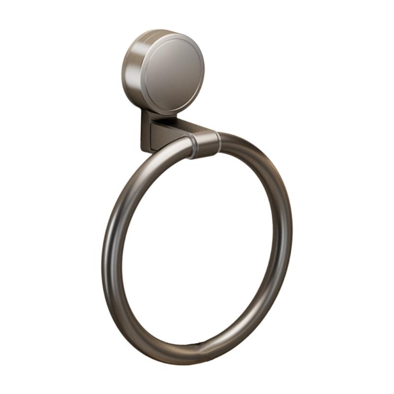 

Practical Plastic Aluminum Alloy Suction Towel Rings Holder Wall Mounted No Holes Required Bathroom Kitchen Storage сірий колір