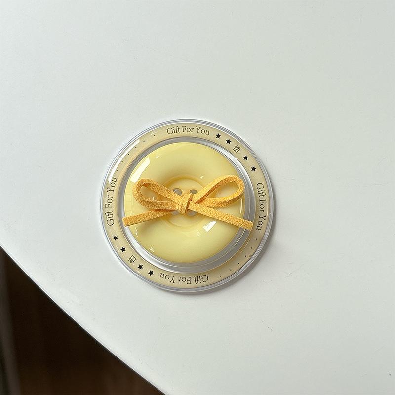 Magnetic Back Sticker Button Solid Color Bow Mobile Phone Airbag Bracket Niche Retractable Desktop Bracket Stable Creative
