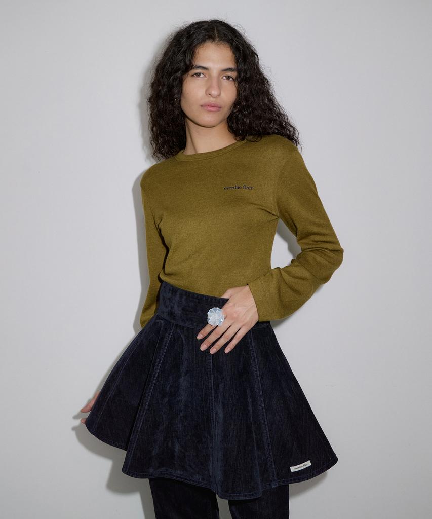 Obeodyupeulleeo Velvet Denim Skirt_Navy
