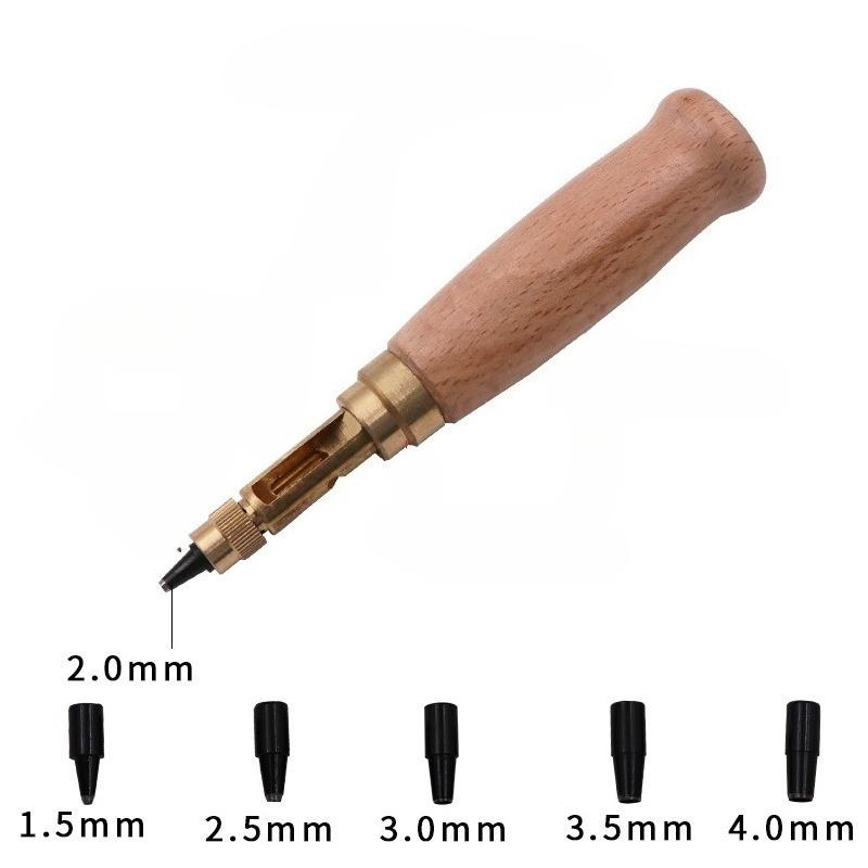 

Hole Punch Screw Removable Book Drill Auto with 6 Size Tip 1.5-4mm Automatic Belts Screw Punch Leather Tool