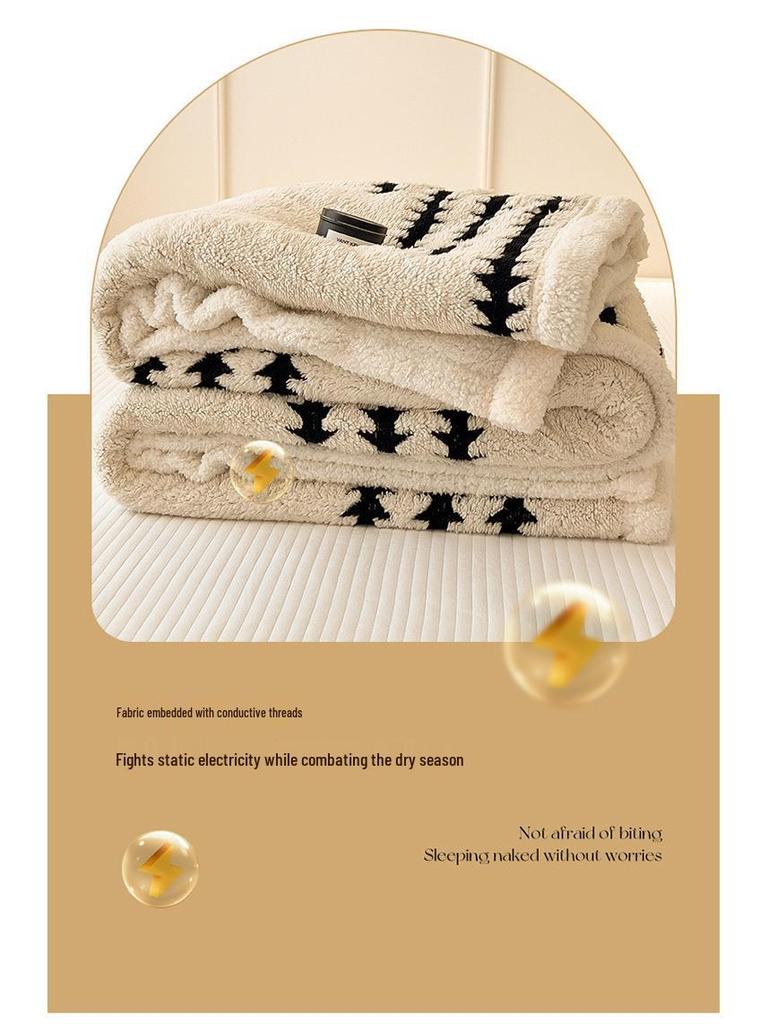 Klasse A Doppellagige Lammwoll-Decke mit Fleece-Futter – Dick, Multifunktional, Warm für Herbst & Winter mit Taft-Fleece-Bezug.