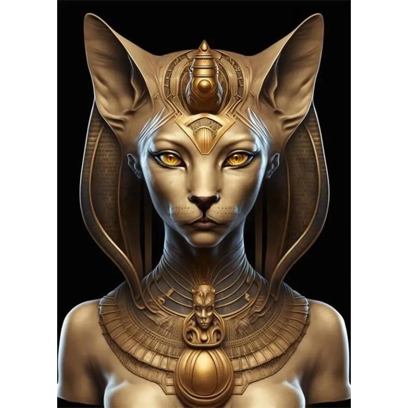 Stampe Poster Antiche Egizie di Bastet per Soggiorno Decorazioni per la Casa Mitologia Egizia Bastet Dea Gatto Pittura su Tela Arte da Parete