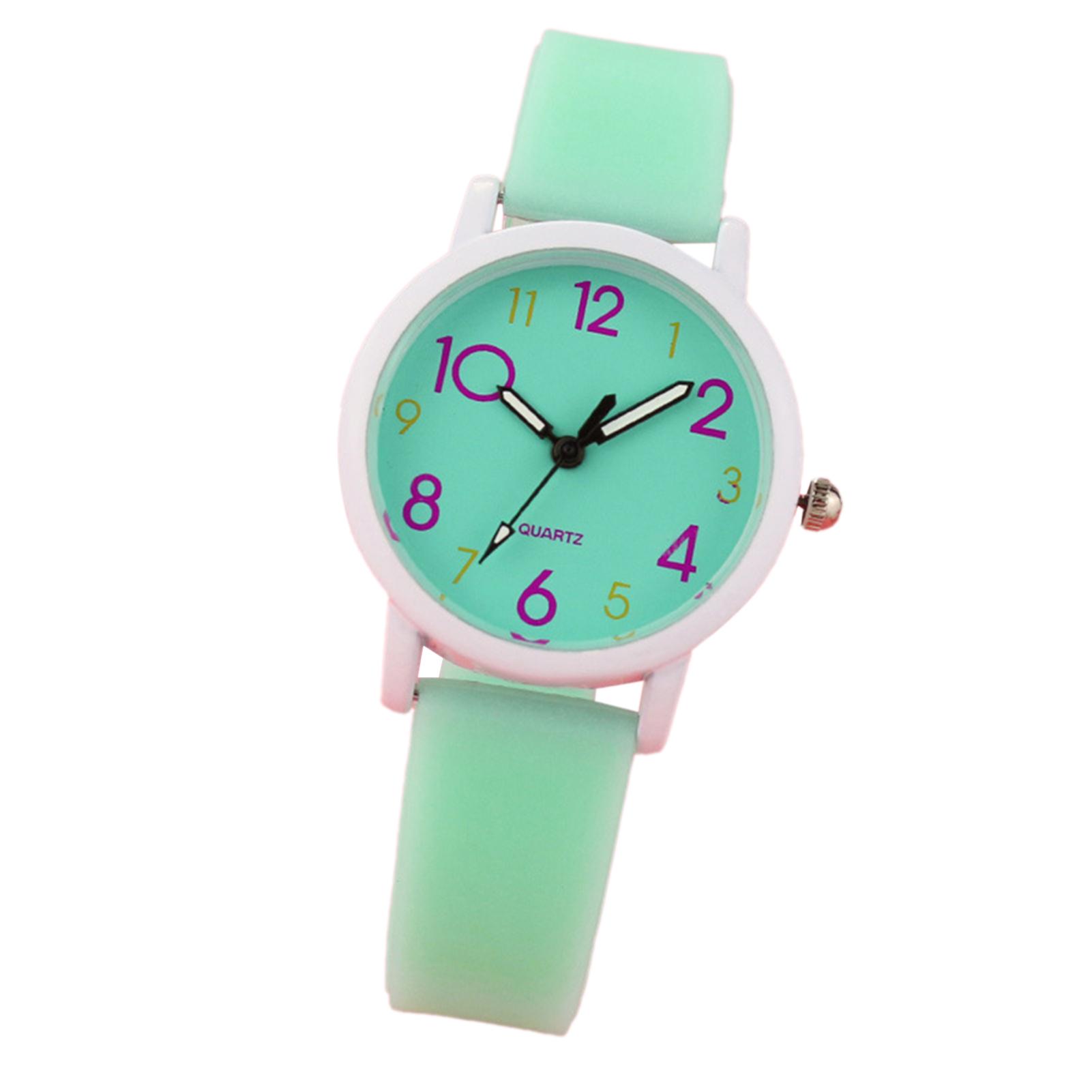 

Светящиеся в темноте часы для детей, милые детские наручные часы, светящиеся часы с мультяшным рисунком и силиконовым ремешком для повседневной носки в школе мятный зеленый