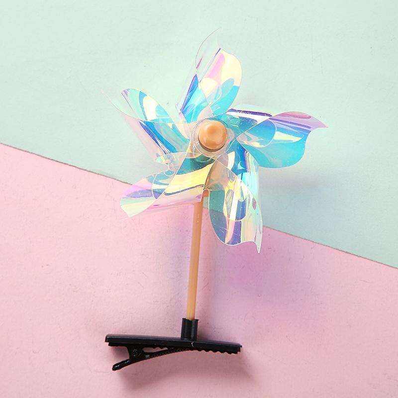 Kids Sequin Hair Clip Summer Funny Children's Hairpin Cute Cartoon Windmill Hair Clip