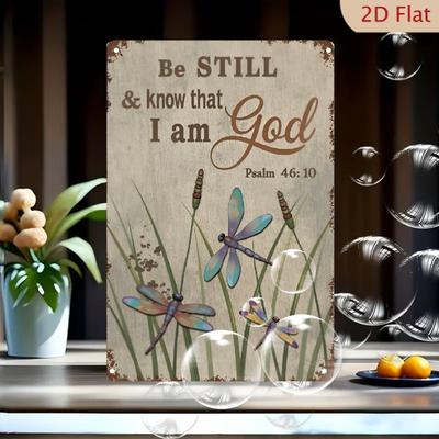 Vintage Metallschild Sei still und wisse, dass ich Gott bin Psalm   x Zoll Klassisch Religiöse Schrift Wand Ar