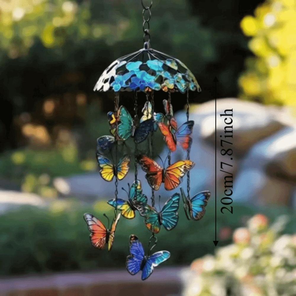 Creative Butterfly Wind Chimes 2D Flat Exquisite Butterfly Hanging Ornaments Advanced Texture Colorful Garden Pendant