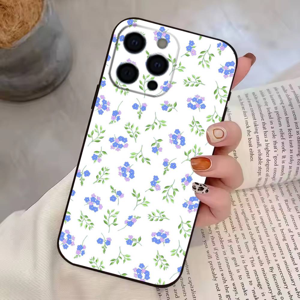 Small F-Flowers   Phone Case For iPhone 17, 16,15,14,13,12,11 Plus,Pro Max, Others Soft Black Cover