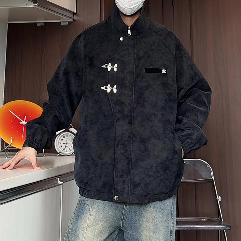 Men's Retro Tie-Dye Stand Collar Jacket - Winter Casual Loose Outerwear